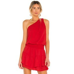 Krisa One Shoulder Ruffle Dress in Lipstick Red